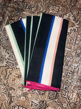 Room Essentials Black Hand Towels with Pastel Stripes